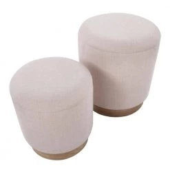Marla Pink Fabric and Natural Wood Nesting Ottoman Set by Lumisource -Cheap Lumisource Store pink fabric natural wood lumisource ottomans ot2 marla napk a0 1000