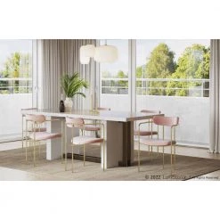 Demi Gold and Pink Velvet Dining Chair (Set of 2) by Lumisource 11 Demi Gold and Pink Velvet Dining Chair (Set of 2) by Lumisource -Cheap Lumisource Store pink lumisource dining chairs ch demi auvpk2 31 1000