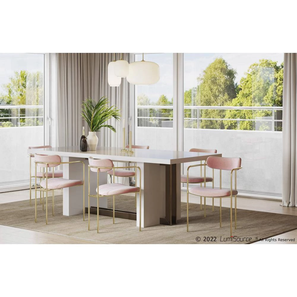 Demi Gold and Pink Velvet Dining Chair (Set of 2) by Lumisource 7 Demi Gold and Pink Velvet Dining Chair (Set of 2) by Lumisource - Image 5