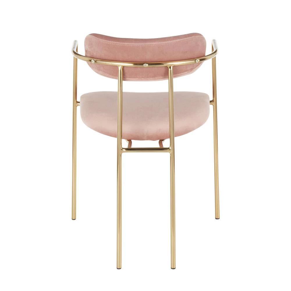 Demi Gold and Pink Velvet Dining Chair (Set of 2) by Lumisource 6 Demi Gold and Pink Velvet Dining Chair (Set of 2) by Lumisource - Image 4
