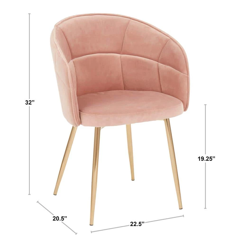 Lindsey Pink Velvet Dining Chair by Lumisource 10 Lindsey Pink Velvet Dining Chair by Lumisource - Image 8