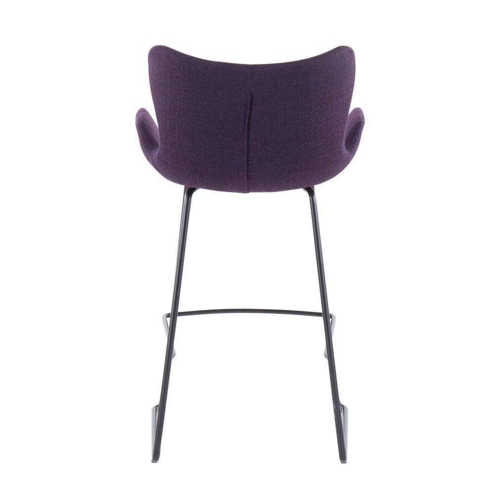 Tara 37 in. Purple Noise Fabric and Black Metal Counter Height Bar Stool (Set of 2) by Lumisource 7 Tara 37 in. Purple Noise Fabric and Black Metal Counter Height Bar Stool (Set of 2) by Lumisource - Image 5