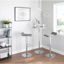 Bistro Round Silver Adjustable Bar Table by Lumisource -Cheap Lumisource Store round silver lumisource bar tables bt tlbistro23rn 31 1000