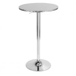 Bistro Round Silver Adjustable Bar Table by Lumisource