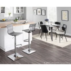 Mirage Silver Adjustable Height Bar Stool by Lumisource