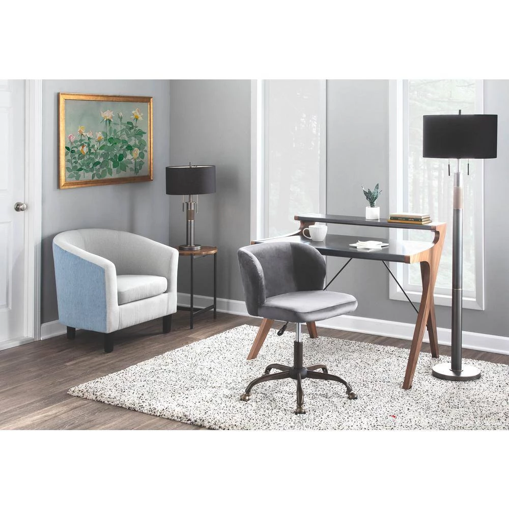 Fran Antique Silver Velvet Adjustable Task Chair by Lumisource 9 Fran Antique Silver Velvet Adjustable Task Chair by Lumisource - Image 7