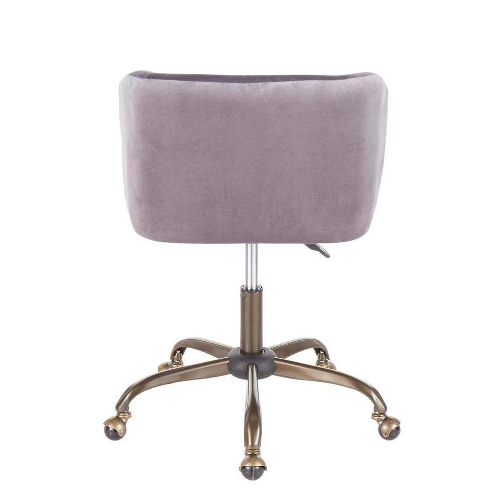 Fran Antique Silver Velvet Adjustable Task Chair by Lumisource 6 Fran Antique Silver Velvet Adjustable Task Chair by Lumisource - Image 4