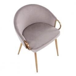 Claire Silver Velvet and Gold Metal Arm Chair by Lumisource -Cheap Lumisource Store silver velvet gold metal lumisource dining chairs ch claire auvsv a0 1000