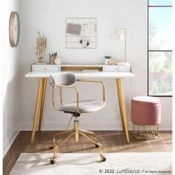 Demi Silver Velvet and Gold Metal Task Chair by Lumisource -Cheap Lumisource Store silver velvet gold metal lumisource task chairs oc demi auvsv 31 1000