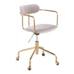 Demi Silver Velvet and Gold Metal Task Chair by Lumisource