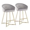 Cece 35 in. Silver Velvet and Gold Steel Counter Height Bar Stool (Set of 2) by Lumisource -Cheap Lumisource Store silver velvet gold steel lumisource bar stools b26 cece auvsv2 64 1000