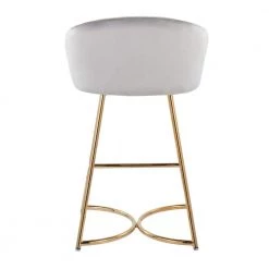 Cece 35 in. Silver Velvet and Gold Steel Counter Height Bar Stool (Set of 2) by Lumisource -Cheap Lumisource Store silver velvet gold steel lumisource bar stools b26 cece auvsv2 66 1000