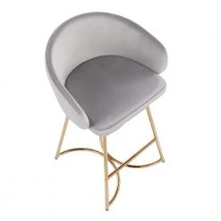 Cece 35 in. Silver Velvet and Gold Steel Counter Height Bar Stool (Set of 2) by Lumisource -Cheap Lumisource Store silver velvet gold steel lumisource bar stools b26 cece auvsv2 a0 1000