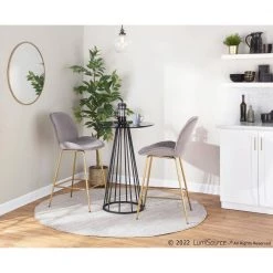Diva 40.25 in. Silver Velvet and Gold Steel High Back Metal Frame Counter Height Bar Stool (Set of 2) by Lumisource -Cheap Lumisource Store silver velvet gold steel lumisource bar stools b26 diva auvsv2 31 1000
