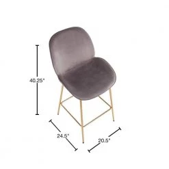 Diva 40.25 in. Silver Velvet and Gold Steel High Back Metal Frame Counter Height Bar Stool (Set of 2) by Lumisource -Cheap Lumisource Store silver velvet gold steel lumisource bar stools b26 diva auvsv2 40 1000