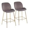 Diva 40.25 in. Silver Velvet and Gold Steel High Back Metal Frame Counter Height Bar Stool (Set of 2) by Lumisource -Cheap Lumisource Store silver velvet gold steel lumisource bar stools b26 diva auvsv2 64 1000