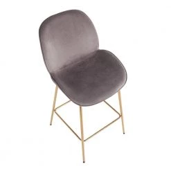 Diva 40.25 in. Silver Velvet and Gold Steel High Back Metal Frame Counter Height Bar Stool (Set of 2) by Lumisource -Cheap Lumisource Store silver velvet gold steel lumisource bar stools b26 diva auvsv2 a0 1000