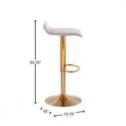 Ale 34.75 in. Silver Velvet and Gold Steel Adjustable Bar Stool (Set of 2) by Lumisource -Cheap Lumisource Store silver velvet gold steel lumisource bar stools bs ale auvsv2 40 1000