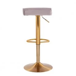 Ale 34.75 in. Silver Velvet and Gold Steel Adjustable Bar Stool (Set of 2) by Lumisource -Cheap Lumisource Store silver velvet gold steel lumisource bar stools bs ale auvsv2 66 1000