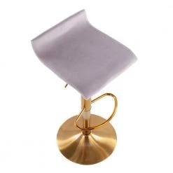 Ale 34.75 in. Silver Velvet and Gold Steel Adjustable Bar Stool (Set of 2) by Lumisource -Cheap Lumisource Store silver velvet gold steel lumisource bar stools bs ale auvsv2 a0 1000