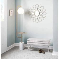 Neapolitan Chrome Storage Bench in Silver Velvet 16 in. x 30.75 in. x 14.50 in. by Lumisource -Cheap Lumisource Store silver velvet lumisource bedroom benches ot neo vsv 31 1000