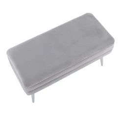 Neapolitan Chrome Storage Bench in Silver Velvet 16 in. x 30.75 in. x 14.50 in. by Lumisource -Cheap Lumisource Store silver velvet lumisource bedroom benches ot neo vsv a0 1000