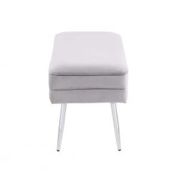 Neapolitan Chrome Storage Bench in Silver Velvet 16 in. x 30.75 in. x 14.50 in. by Lumisource -Cheap Lumisource Store silver velvet lumisource bedroom benches ot neo vsv e1 1000