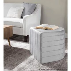 Demi Silver Velvet Ottoman by Lumisource -Cheap Lumisource Store silver velvet lumisource ottomans ot demi vsv 31 1000