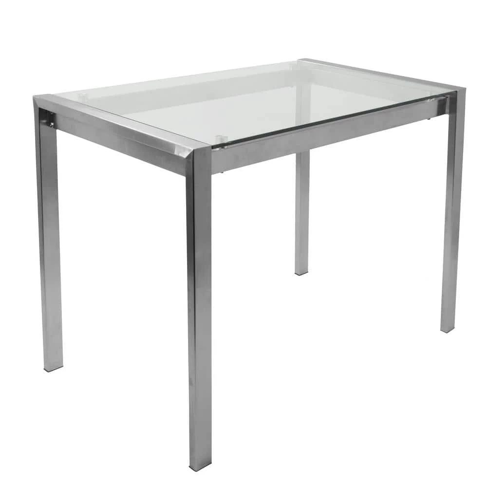 Fuji Contemporary Stainless Steel and Glass Counter Table by Lumisource 3 Fuji Contemporary Stainless Steel and Glass Counter Table by Lumisource