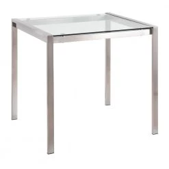 Fuji 32 in. Square Stainless Steel and Clear Glass Dining Table (Seats 4) by Lumisource