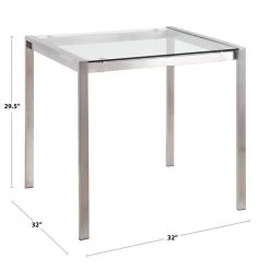Fuji 32 in. Square Stainless Steel and Clear Glass Dining Table (Seats 4) by Lumisource -Cheap Lumisource Store stainless steel clear glass lumisource kitchen dining tables dt fuji3232 sscl c3 1000
