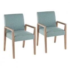 Carmen Teal Fabric and Whitewashed Wood Arm Chair (Set of 2) by Lumisource