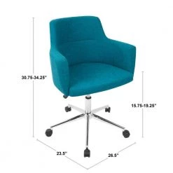 Andrew Contemporary Adjustable Teal Fabric Office Chair by Lumisource 12 Andrew Contemporary Adjustable Teal Fabric Office Chair by Lumisource -Cheap Lumisource Store teal lumisource task chairs oc andrw tl c3 1000