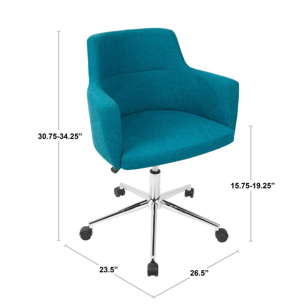 Andrew Contemporary Adjustable Teal Fabric Office Chair by Lumisource 7 Andrew Contemporary Adjustable Teal Fabric Office Chair by Lumisource - Image 5
