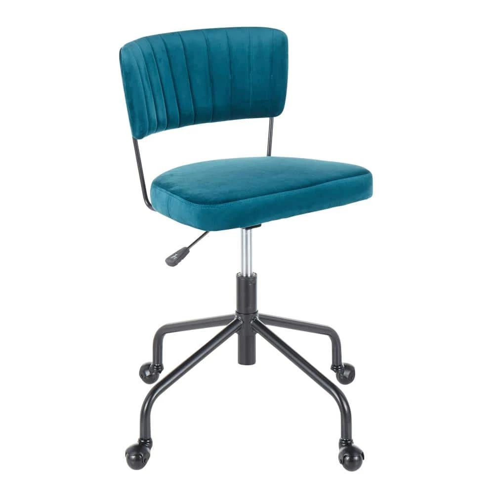 Tania Black Task Chair Teal Velvet by Lumisource 3 Tania Black Task Chair Teal Velvet by Lumisource