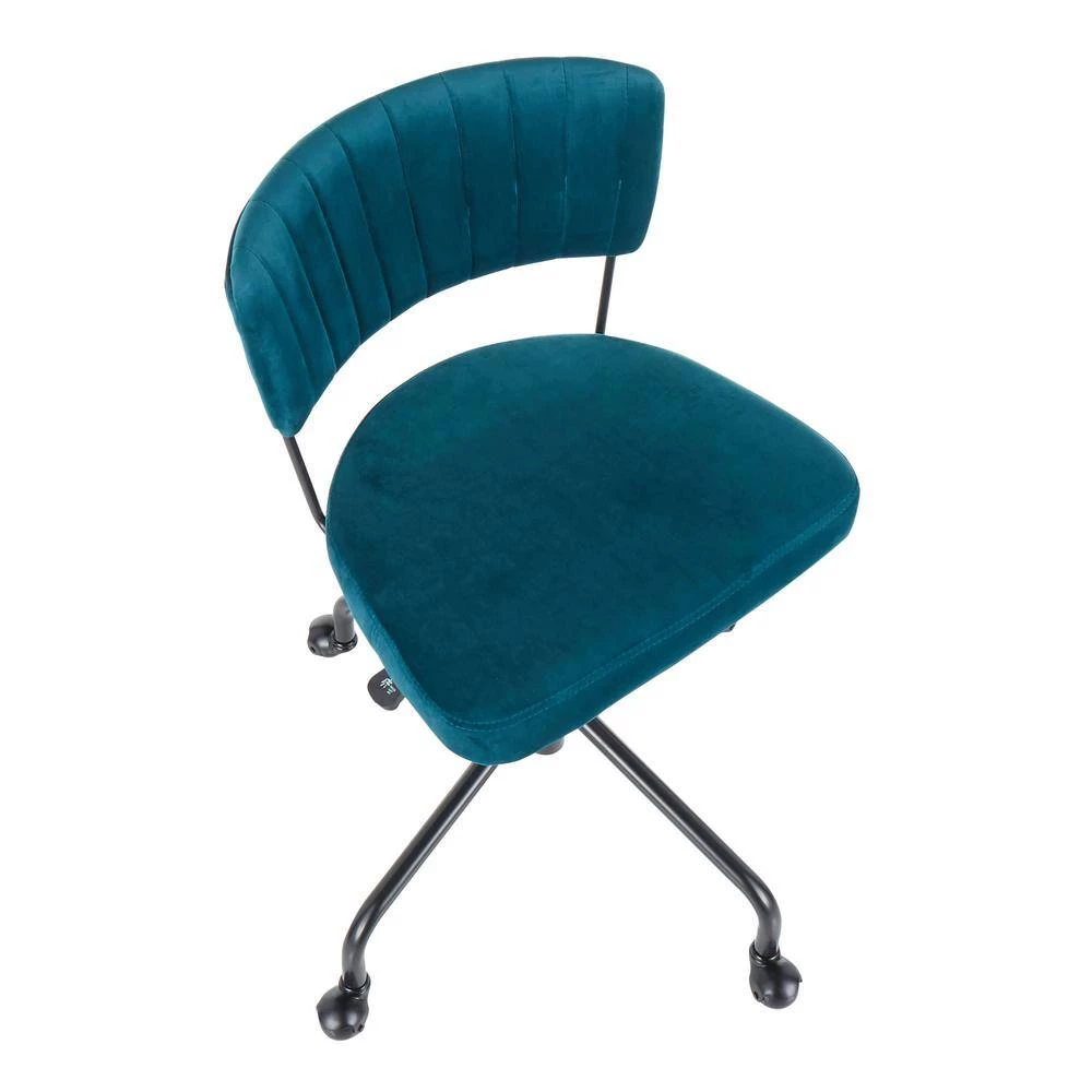 Tania Black Task Chair Teal Velvet by Lumisource 5 Tania Black Task Chair Teal Velvet by Lumisource - Image 3