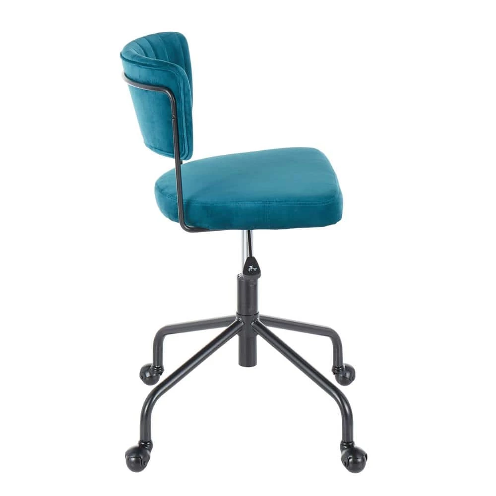Tania Black Task Chair Teal Velvet by Lumisource 4 Tania Black Task Chair Teal Velvet by Lumisource - Image 2