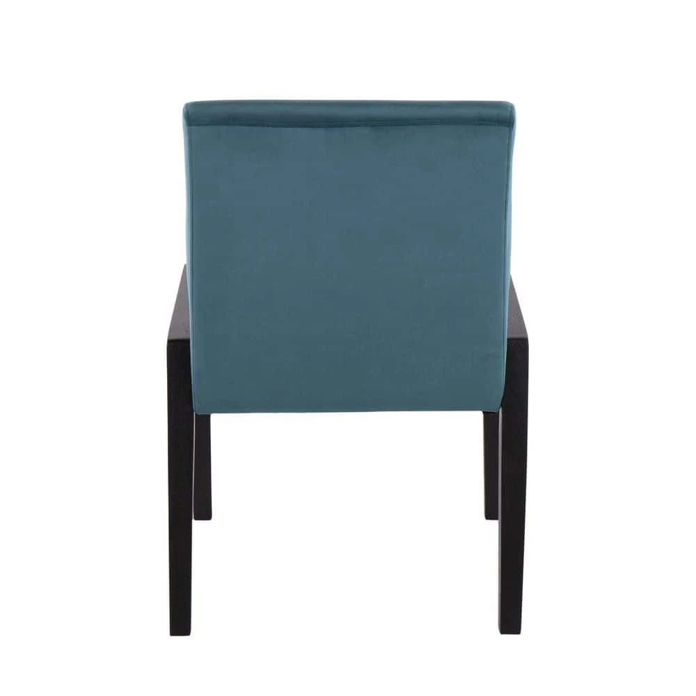 Carmen Teal Velvet and Black Wood Side Dining Chair (Set of 2) by Lumisource 6 Carmen Teal Velvet and Black Wood Side Dining Chair (Set of 2) by Lumisource - Image 4
