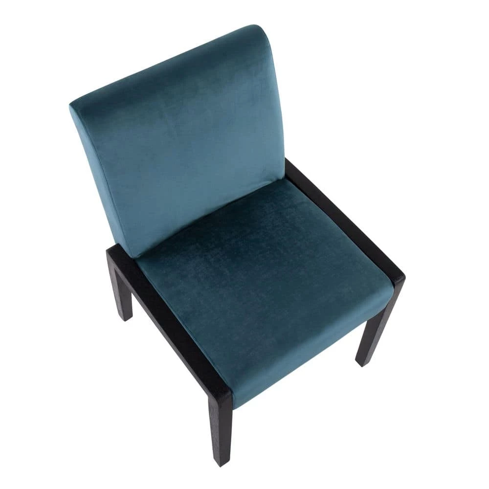 Carmen Teal Velvet and Black Wood Side Dining Chair (Set of 2) by Lumisource 5 Carmen Teal Velvet and Black Wood Side Dining Chair (Set of 2) by Lumisource - Image 3