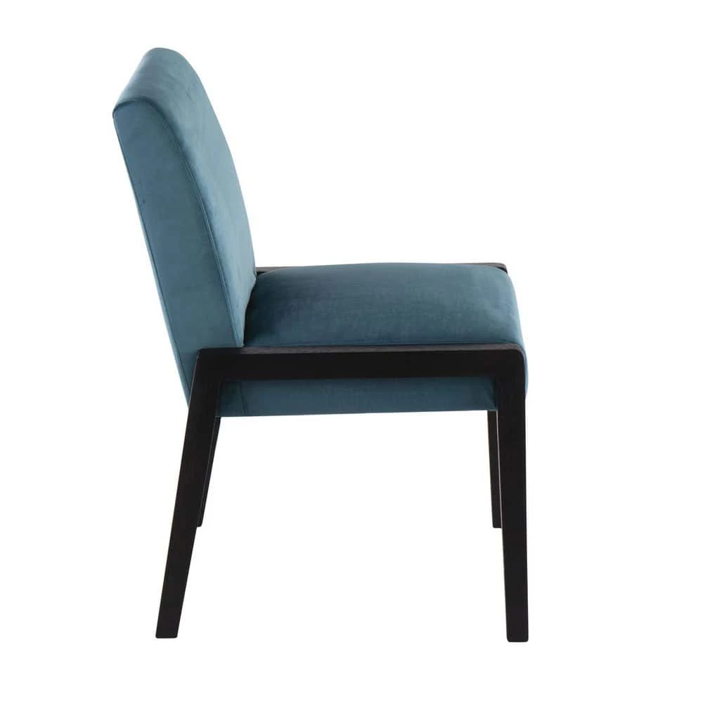 Carmen Teal Velvet and Black Wood Side Dining Chair (Set of 2) by Lumisource 4 Carmen Teal Velvet and Black Wood Side Dining Chair (Set of 2) by Lumisource - Image 2