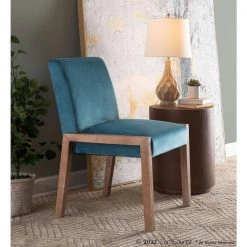 Carmen Teal Velvet and White Washed Wood Side Dining Chair (Set of 2) by Lumisource -Cheap Lumisource Store teal velvet white washed wood lumisource dining chairs dc carmen wwcvtl2 31 1000