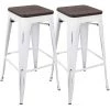 Oregon 30 in. Vintage White and Espresso Bar Stool (Set of 2) by Lumisource 1 Oregon 30 in. Vintage White and Espresso Bar Stool (Set of 2) by Lumisource -Cheap Lumisource Store vintage white espresso lumisource bar stools bs or vw e2 64 1000