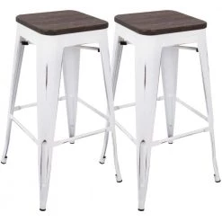 Oregon 30 in. Vintage White and Espresso Bar Stool (Set of 2) by Lumisource