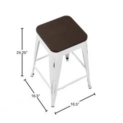 Oregon 24 in. Vintage White and Espresso Counter Stool (Set of 2) by Lumisource -Cheap Lumisource Store vintage white espresso lumisource bar stools cs or vw e2 40 1000
