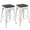 Oregon 24 in. Vintage White and Espresso Counter Stool (Set of 2) by Lumisource 1 Oregon 24 in. Vintage White and Espresso Counter Stool (Set of 2) by Lumisource -Cheap Lumisource Store vintage white espresso lumisource bar stools cs or vw e2 64 1000