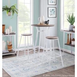 Clara Industrial Round Vintage White Metal and Espresso Wood Bar Table by Lumisource -Cheap Lumisource Store vintage white espresso lumisource bar tables bt clararn vwe 31 1000