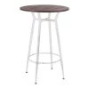 Clara Industrial Round Vintage White Metal and Espresso Wood Bar Table by Lumisource