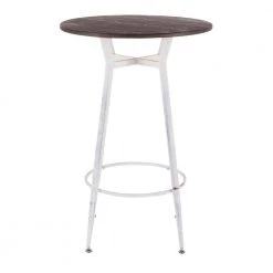 Clara Industrial Round Vintage White Metal and Espresso Wood Bar Table by Lumisource -Cheap Lumisource Store vintage white espresso lumisource bar tables bt clararn vwe 66 1000
