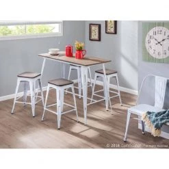 Oregon 5-Piece Vintage White and Espresso Counter Height Dining Set by Lumisource -Cheap Lumisource Store vintage white espresso lumisource dining room sets c or5 vw e 31 1000