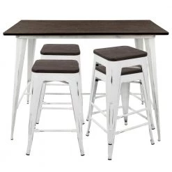 Oregon 5-Piece Vintage White and Espresso Counter Height Dining Set by Lumisource -Cheap Lumisource Store vintage white espresso lumisource dining room sets c or5 vw e 66 1000